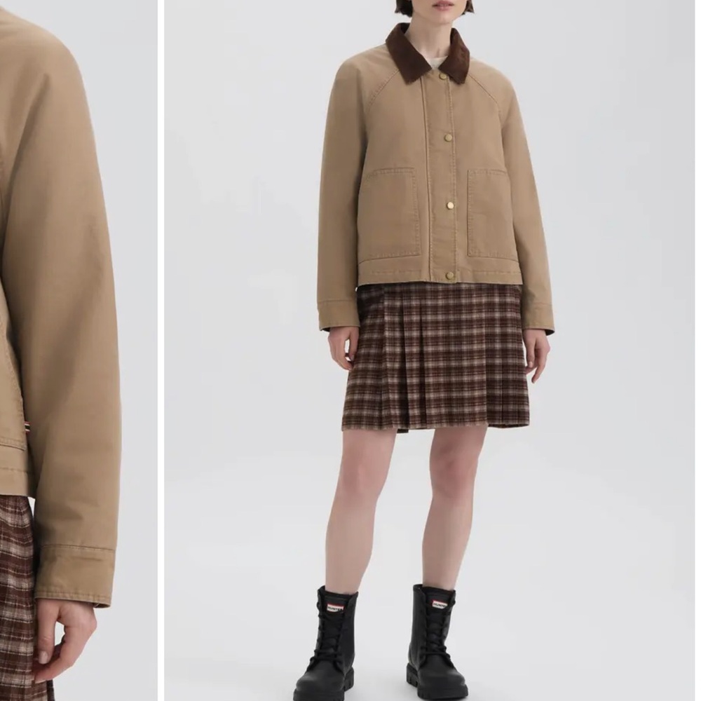 Hunter Women's Khaki Utility Jacket with Brown Corduroy Collar - Picture 12 of 14